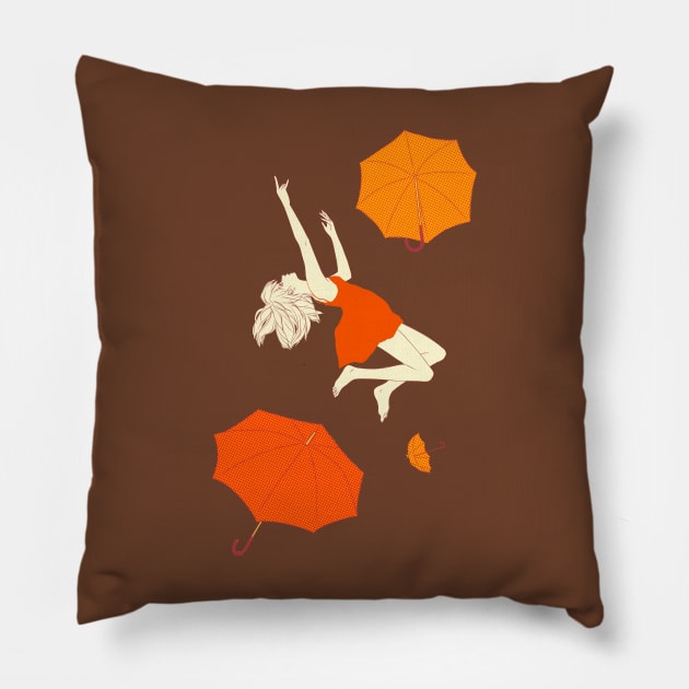 Flying umbrellas Pillow by saitmy