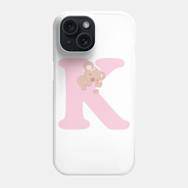 K - pink - koala Phone Case by Cuddles and chaos