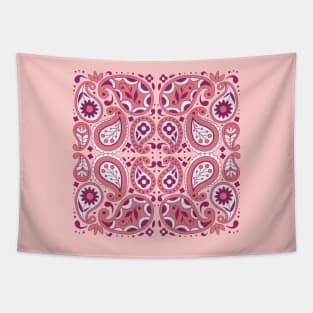 Pink Paisley Abstract Flowers Tear Drops Tapestry