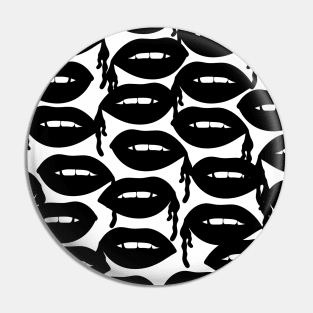 Bloody Lips Pattern in Black White Pin