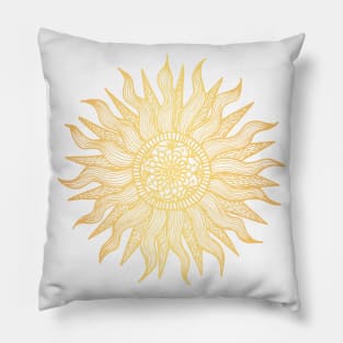 Golden Sun Mandala Pillow