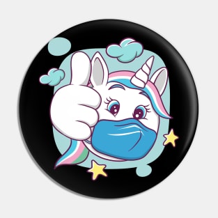 facial expression illustration (wearing a mask is ok) unicorn character Pin