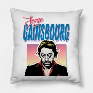 Serge Gainsbourg /\/\/\ 80s Aesthetic Tribute Design Pillow