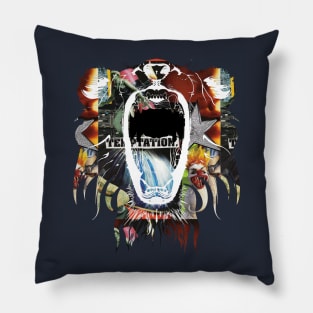 Tribal Grunge Lion Roar Decal Collage Pillow