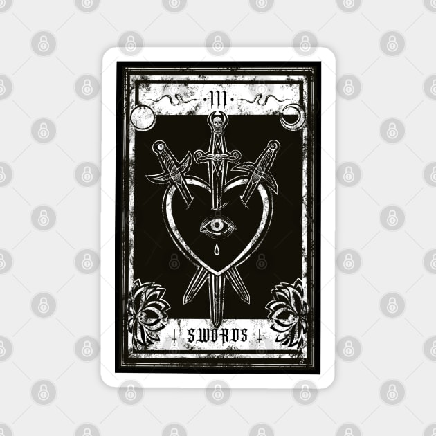 Three Of Swords Vintage Tarot Card Heart T-Shirt Three Of Swords Vintage Tarot Card Heart T-Shirt