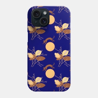 A cat flying over the moon and garden Phone Case