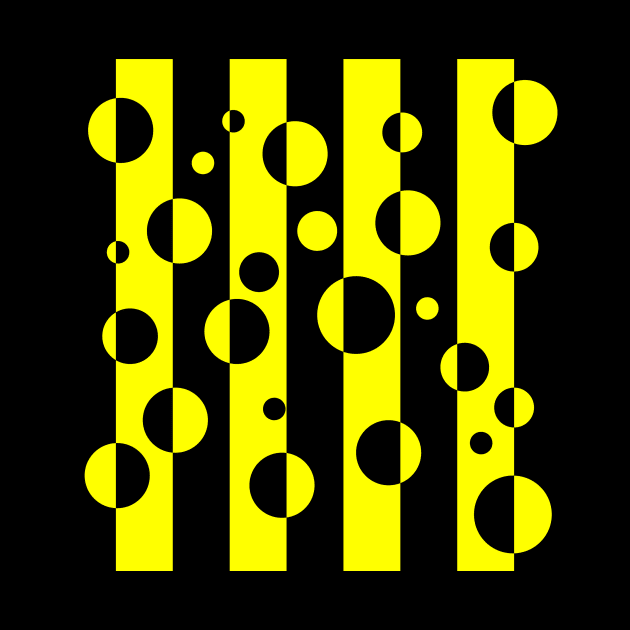 Trippy Yellow Black Circles and Stripes Pattern by Brobocop