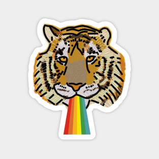 Animals with Rainbow Puke Tiger Portrait Magnet