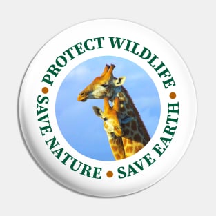 Wildlife Conservation Earth Day Giraffes Pin