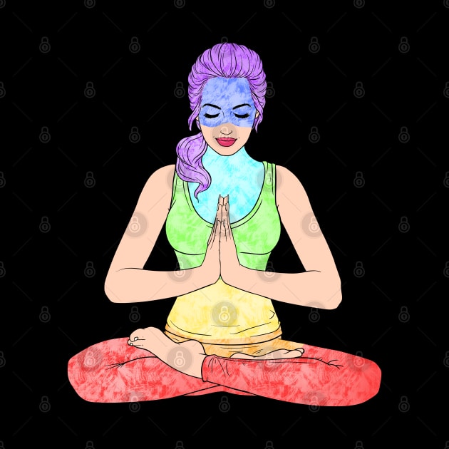 7 Chakras Meditation Woman by Mey Designs