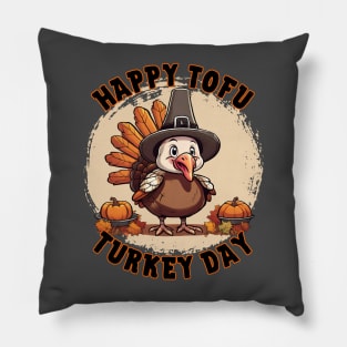 Cute Thanksgiving Turkey Celebrates Tofu Turkey Day. Pillow