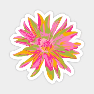 DAHLIA BURSTS Abstract Blooming Floral Summer Bright Flowers - Fuchsia Pink Yellow Lime Green on Violet Purple - UnBlink Studio by Jackie Tahara Magnet