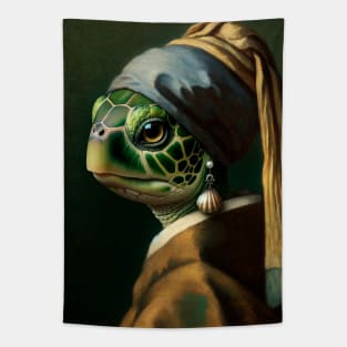 Wildlife Conservation - Pearl Earring Green sea turtle Meme Tapestry