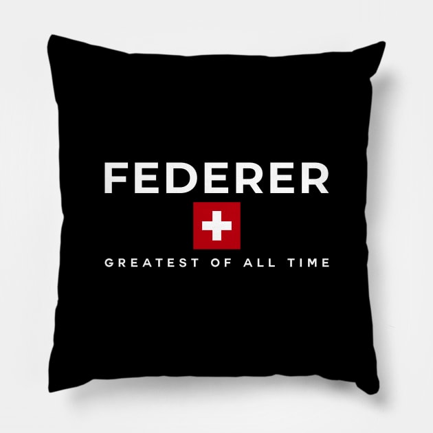 Roger Federer GOAT Made In Switzerland white Pillow by vlada123