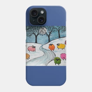 Quirky Colourful Sheep in the Snow Phone Case