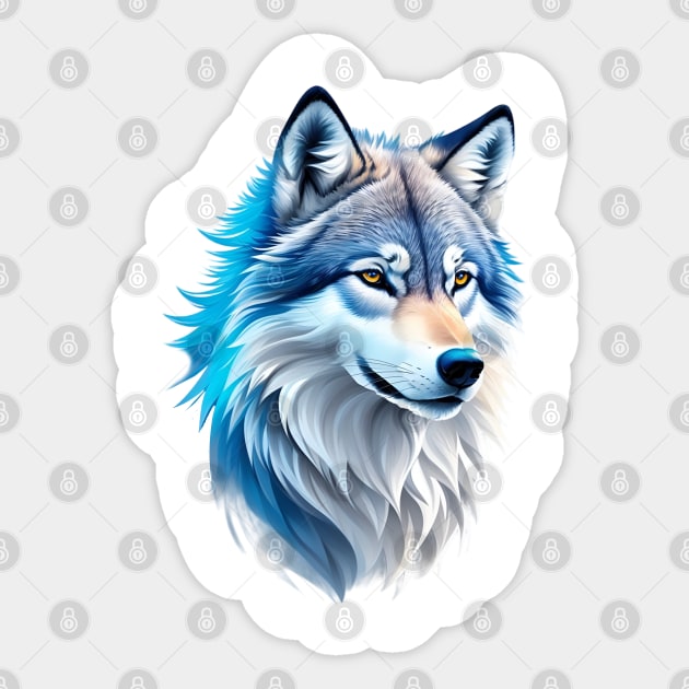wolf in watercolor style ai art sticker