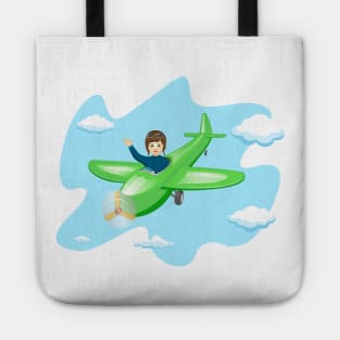 Pilot boy flying on an airplane Tote