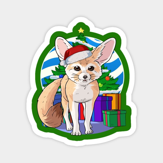 Fennec Fox Santa Xmas Christmas Tree Magnet by Noseking