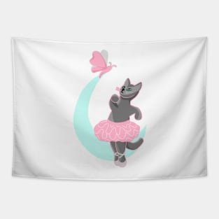 Ballerina cat and moth Tapestry