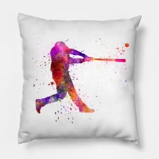 Baseball player in watercolor Pillow