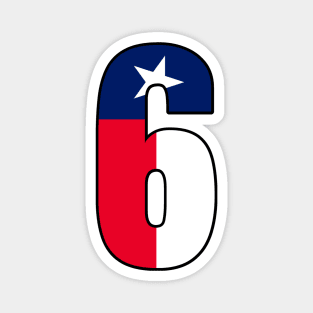 Number 6 Texas Flag Magnet