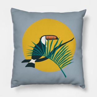 Abstract tucano on branch in scandinavian minimalism style at the sunset Pillow