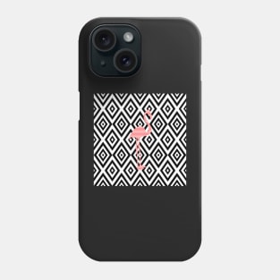 Abstract geometric pattern - black and white - pink flamingo Phone Case