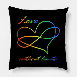 Love without Limits - Polyamorous pride rainbow infinity heart Pillow