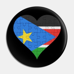 South Sudanese Jigsaw Puzzle Heart Design - Gift for South Sudanese With South Sudan Roots Pin