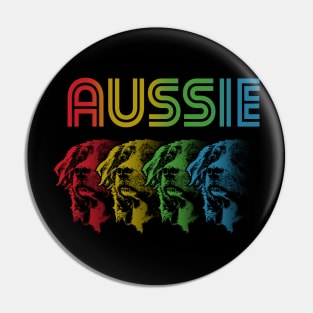 Cool Retro Groovy Australian Shepherd Dog Pin