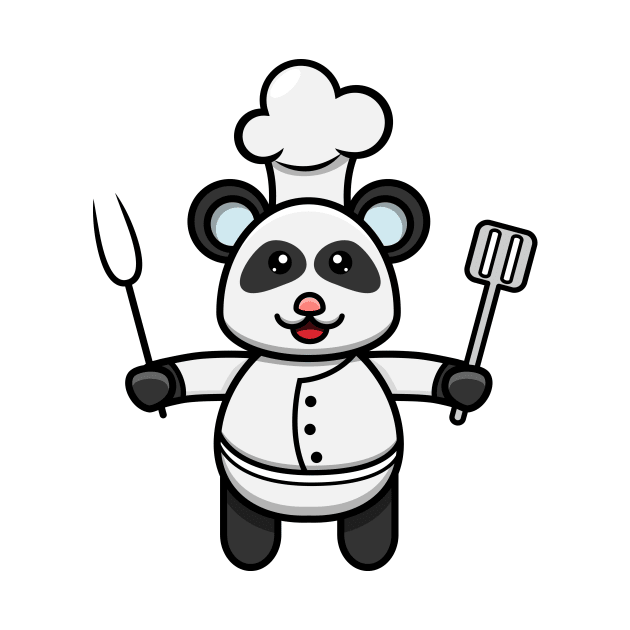 Sticker and Label Of Cute Baby Panda Wearing Chef Costume by tedykurniawan12