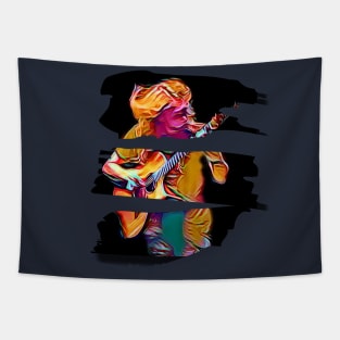 Guitar in motion (split image musician) Tapestry