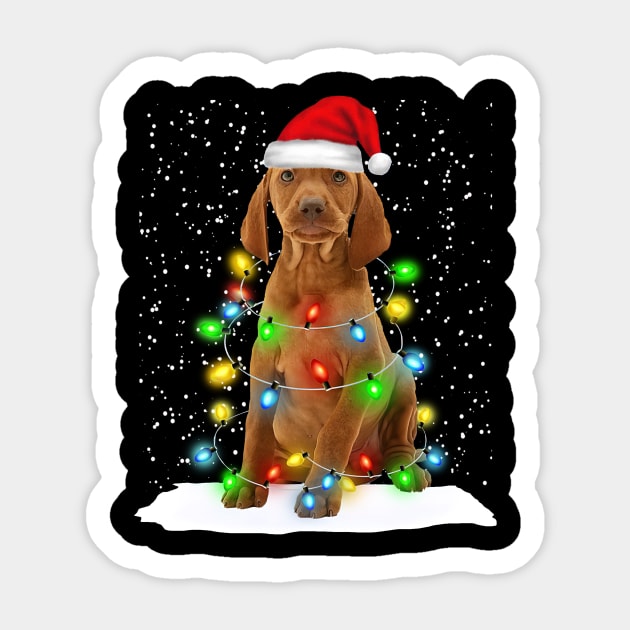 Weimaraner Dog Christmas Hat Present' Sticker