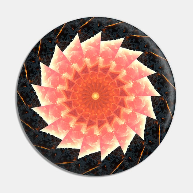 Peach fractal mandala flower on black stone Pin by Pink Dessert