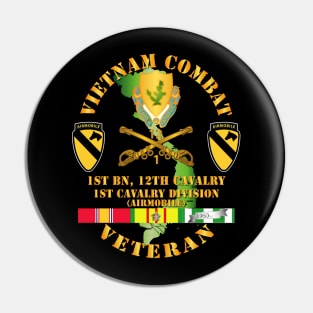 Vietnam Combat Cavalry Veteran w 1st Bn 12th Cav DUI - 1st Cav Div Pin