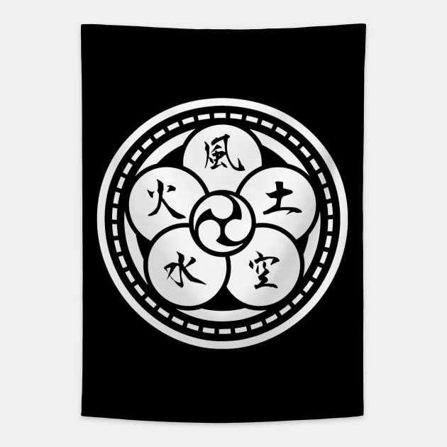 The Book of Five Rings (Crest) Miyamoto Musashi T-Shirt [ White Edition ] Tapestry by Rules of the mind