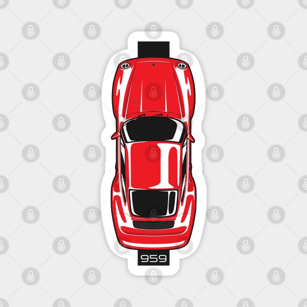 Red 959 Top View Magnet by KaroCars