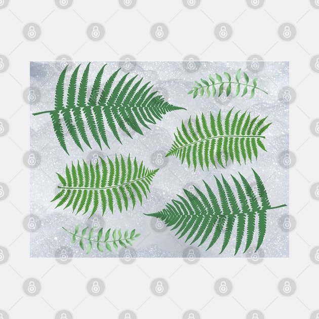 Minimalist Fern Fronds Foliage Leaves Pattern by HalfPastStarlight