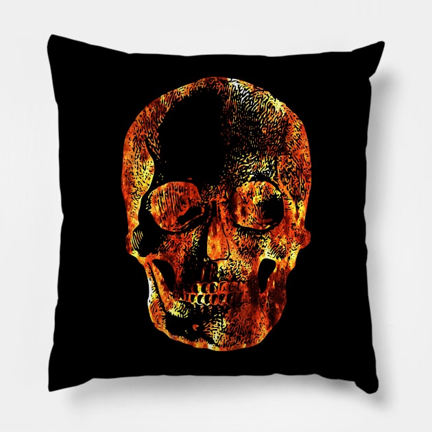 Flaming Skull Pillow by MercurialMerch