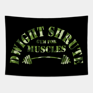 The Office Dwight Schrute Gym For Muscles Camo Tapestry
