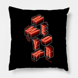 3d New york urban denim Typography Pillow