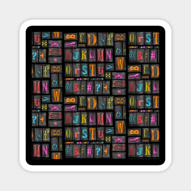 Multicoloured print block alphabet Magnet by Quick Brown Fox Canada 