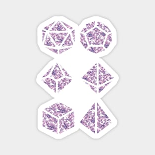 Pink and Blue Gradient Rose Vintage Pattern Silhouette Polyhedral Dice - Dungeons and Dragons Design Magnet