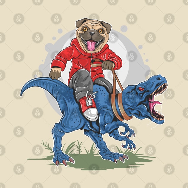 Pug Riding T-Rex by Mako Design 