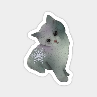 Katze mit Schneeflocke Magnet