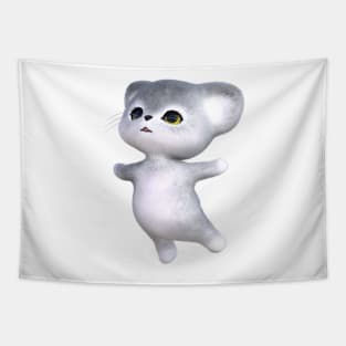 3d rendering of happy silver kitten Tapestry