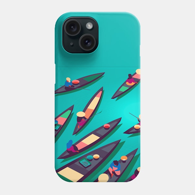 Floating Market Phone Case by Ricard Jorge illustration