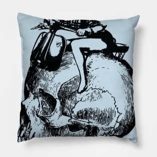 Free Spirited Girl Skull Scooter Ride Pillow