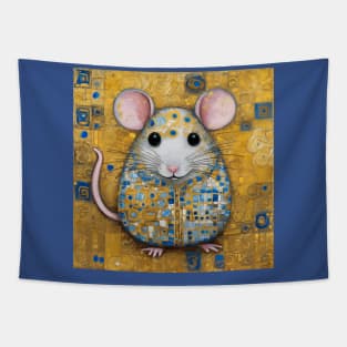 Gustav Klimt Style Mouse with Pink Ears Tapestry