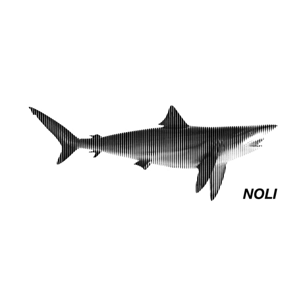 Minimalist black and white shark print by NorthOfLongIsland